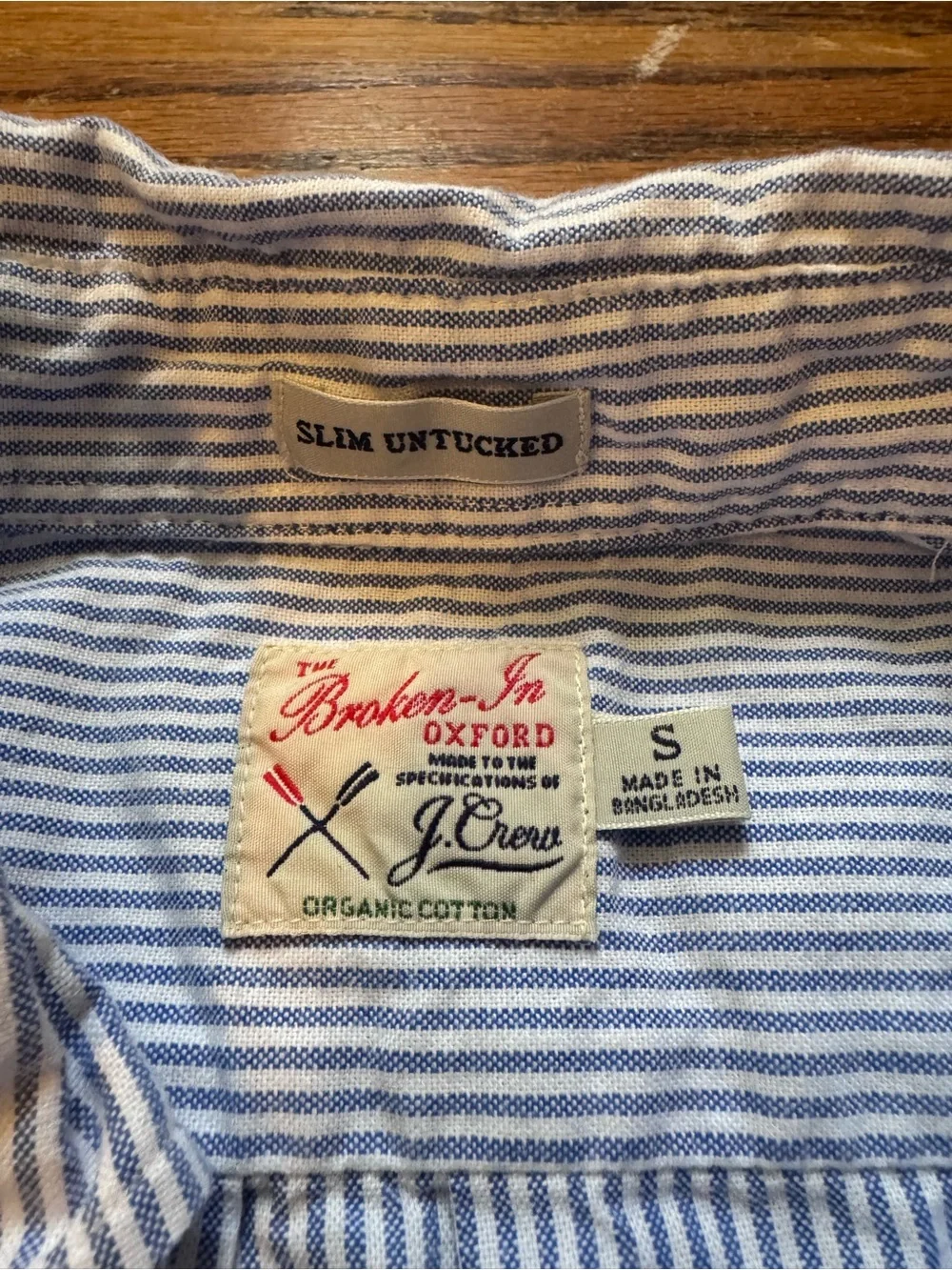 J. Crew Slim Blue and White Broken-In Oxford
